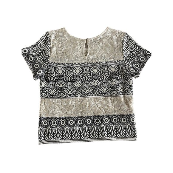 Anthropologie Meadow Rue Womens Embroidered Sleeve Blouse Gold 10 - Picture 8 of 11